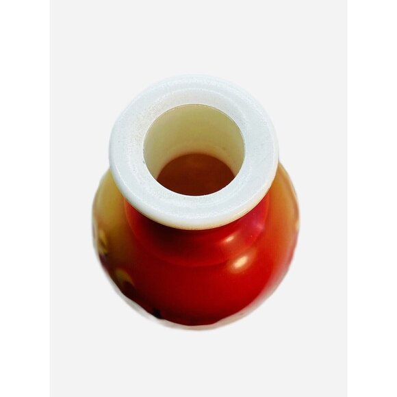 VTG Avon Vase Embossed Milk Glass Fragranced Spring Bouquet Red Orange 6.5" 1981 - Picture 5 of 7